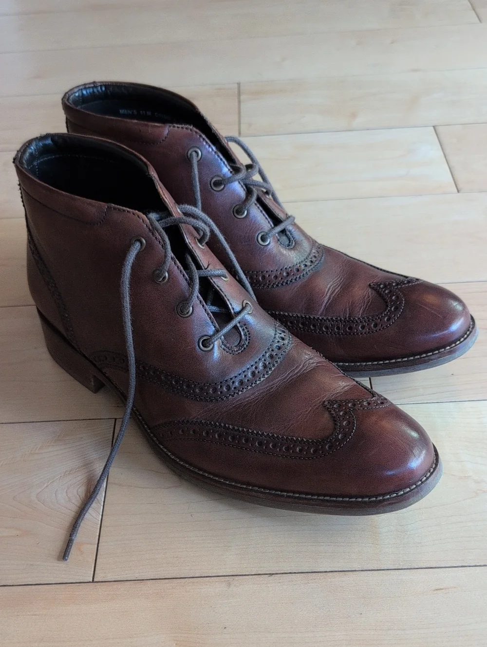 Cole Haan Men's Brown Leather Wingtip Ankle Boots Size 11